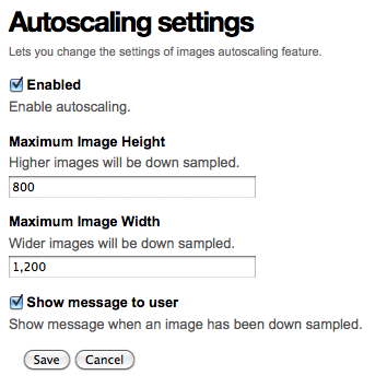 Autoscaling settings
